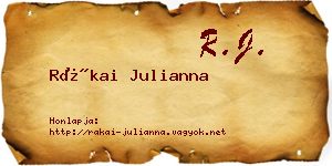 Rákai Julianna névjegykártya